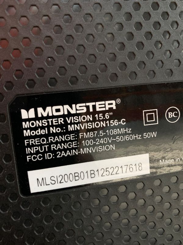 Photo 1 of ***DAMAGED - SEE NOTES/PICTURES***Monster Vision 2 | Portable Entertainment System with 15.6" 1080p Display & 60W Speakers | up to 25 Hours of Playtime | Dual HDMI Ports | Includes 3ft USB-C to HDMI Cable | Portable TV