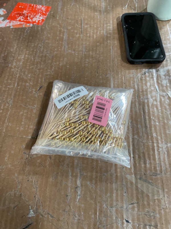 Photo 1 of [300PCS] Cocktail Picks, Fancy Toothpicks for Appetizers Drinks Food Fruit, 4.7 IN Long Decorative Bamboo Skewers, Gold Pearl Wooden Garnish Sticks for Charcuterie Boards Accessories Party Supplies