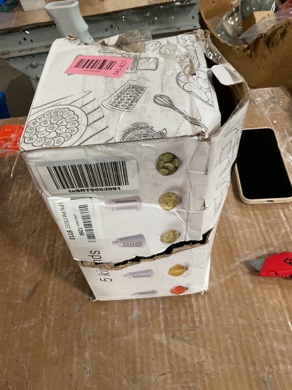 Photo 1 of ***MISSING PARTS***
Rotary Cheese Grater, 5 in 1 Rotary Grater, Replaceable Stainless Blades Cheese Shredder, Cheese Slicer, Cheese Grater Hand Crank, Easy to Clean Kitchen Gadgets with Storage Box