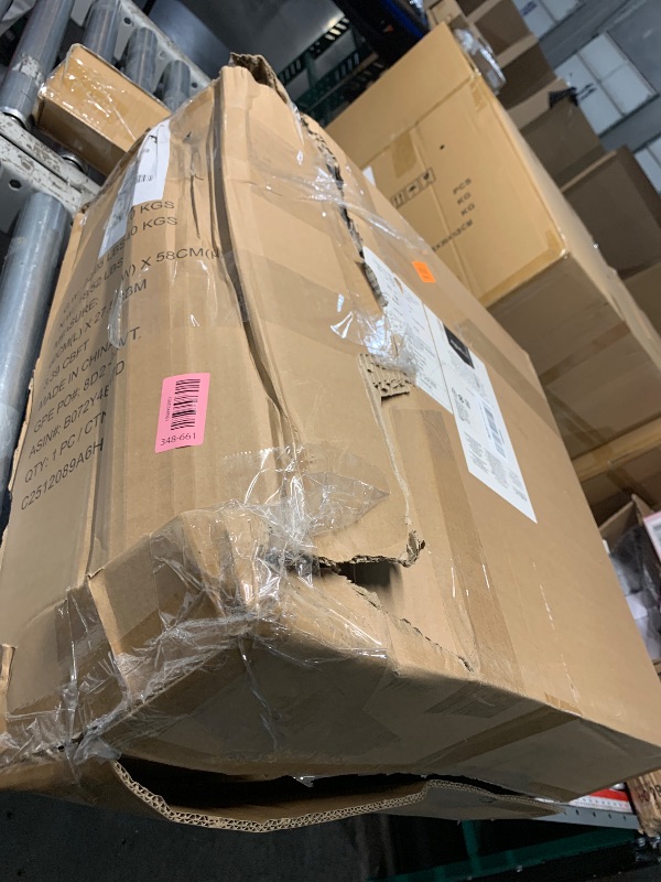 Photo 1 of ***FACTORY SEALED***Amazon Basics Multi-Purpose Drafting Spa Bar Stool with Back Support, Upholstered, and Wheels, Black, 22.72"D x 22.72"W x 37.8"H