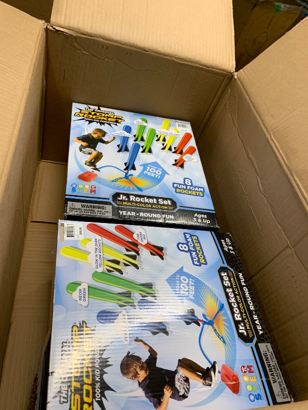 Photo 1 of (2) Stomp Rocket Jr Multi-Color Rocket Launcher for Kids, 8 Rockets - Fun Outdoor Kids Gifts for Boys & Girls - STEM Toy Foam Blaster Set Soars Up to 100 Feet - Ages 3 & Up