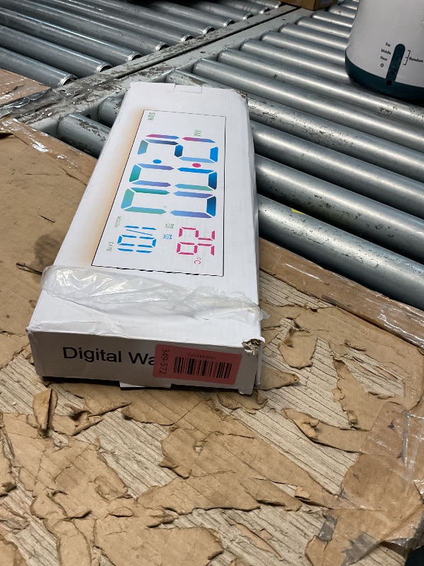 Photo 1 of *****Missing power Cable********JALL 16" Large Digital Wall Mount Clock, Count Down Timer, Alarm, Big LED, 8 RGB Color, DST, Temperature for Living Room Classroom Desk, Xmas, Birthday Gift for Senior Mom Dad (White Shell, 16 inches)