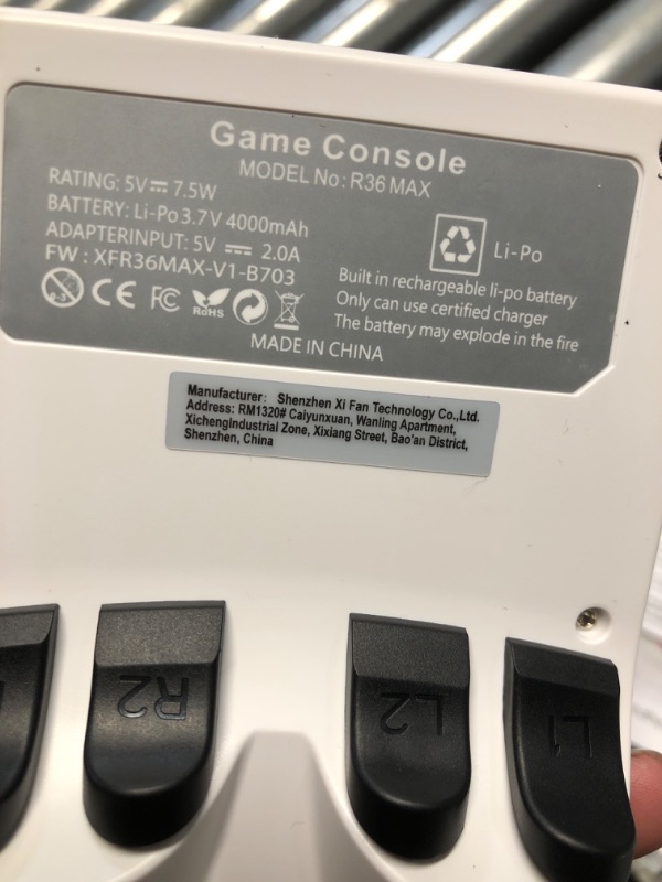 Photo 1 of ?R36MAX 4000mAh Portable Rechargeable Handheld Retro Game Console,Comfort Non-Slip Handheld Standing Retro Game Console with 64G TF Car,4.0-inch Screen,for Office,Purple Gray