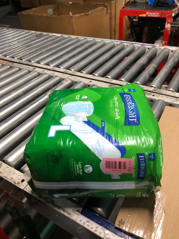 Photo 1 of ***FACTORY SEALED***FitRight Adult Diapers, Ultra Heavy Absorbency, L (Waist Size 44in-56in), 20 Count, OptiFit Incontinence Briefs for Men and Women, Disposable, Moisture-Wicking, Leak Protection,