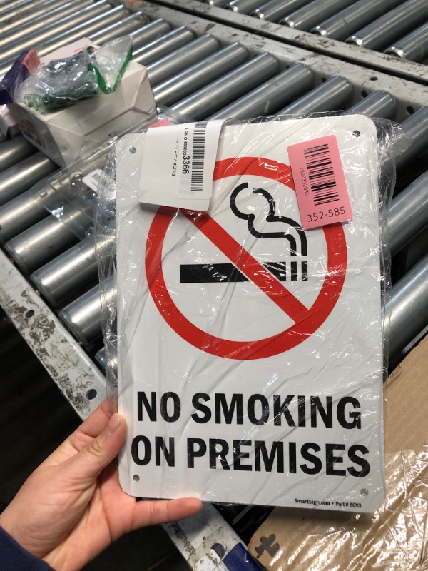 Photo 1 of "No Smoking On Premises" Sign By SmartSign | 7" x 10" Aluminum