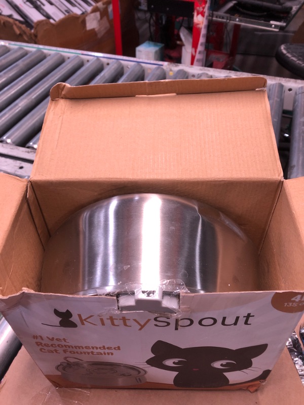 Photo 1 of *** for prts / missing pump*** KittySpout Stainless Steel Cat Water Fountain Automatic Drinking Fountain, Quiet Circulating Water Bowl, Dishwasher Safe, Indoor Pet Fountain for Hydrated Healthy Cats (Stainless Steel, 4L Corded)