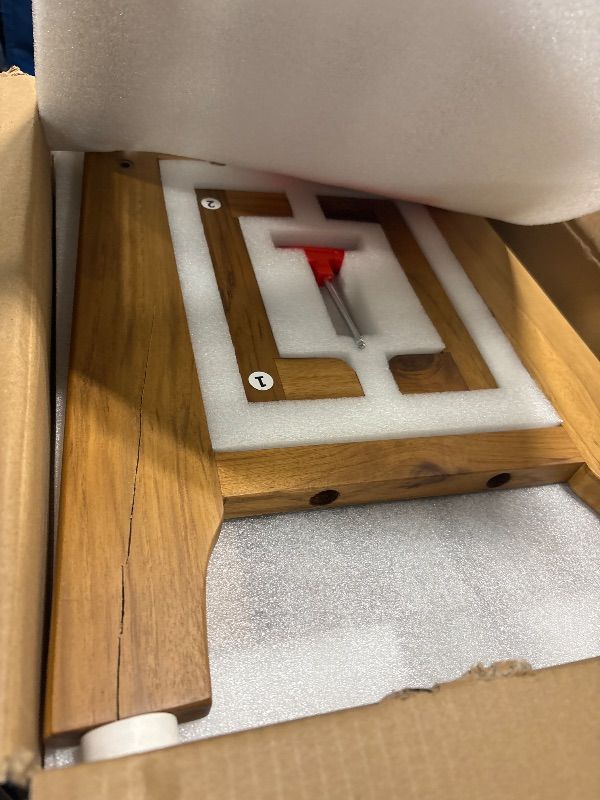 Photo 1 of **DAMAGED**
14" Compact Teak Shower Stool with Shelf & Handle - Waterproof, Non-Slip Bath Bench for Small Bathrooms/Tub/Outdoor Use, 300 lbs Capacity (Patented)