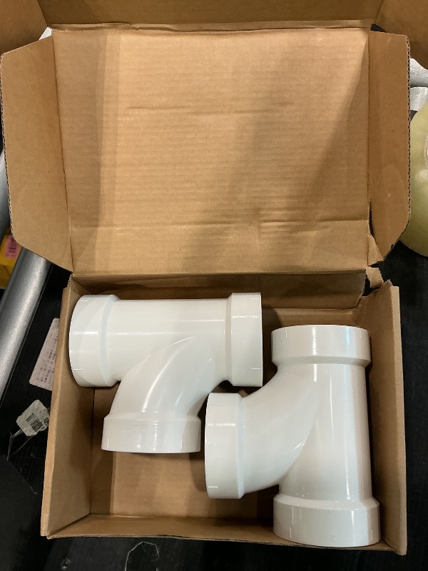 Photo 1 of (2" PVC Tee, 2 Pack) Asterbacks 2 inch PVC Tee T Schedule 40 White Pipe Fittings Connectors PPT-753(2 PCS)