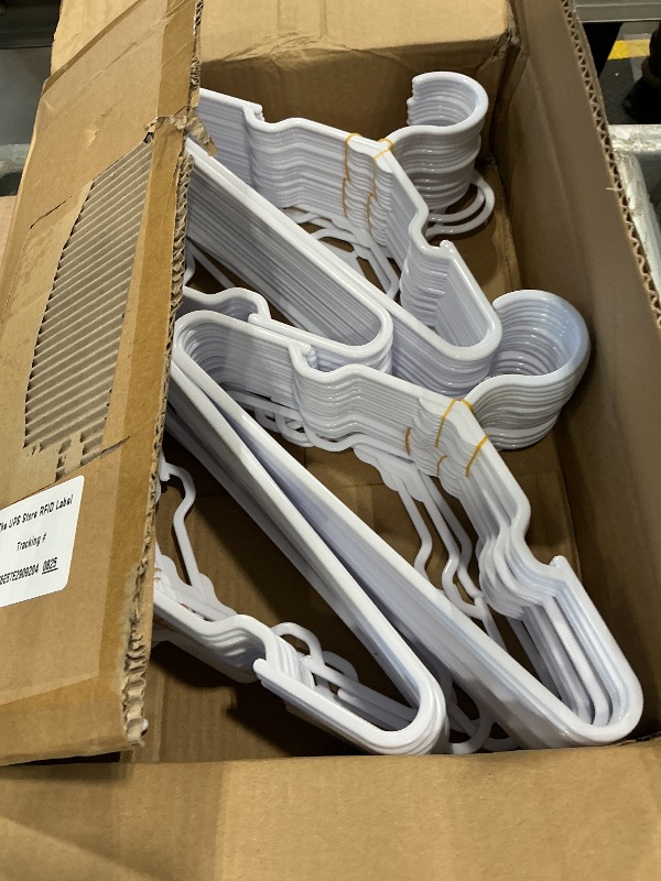 View 2 of 100 Pack White Kids Hangers 11.6 Inch - Baby Clothes Hangers for Toddler & Child, Durable Plastic Children's Hangers for Closet, Pants, Coats, Skirts (Non-Slip, Space-Saving)