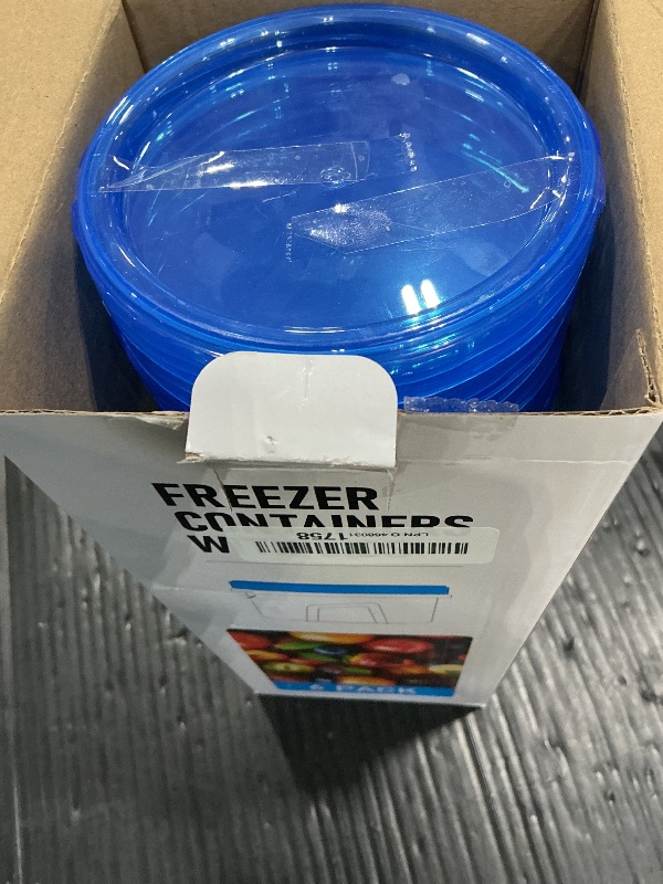 Photo 1 of [32 oz 6 Pack] Food Storage Freezer Containers Clear bottom With blue Twist Top Lids Reusable, Plastic Airtight Meal Prep Containers BPA Free | Stackable | Leakproof | Microwave/Dishwasher Safe