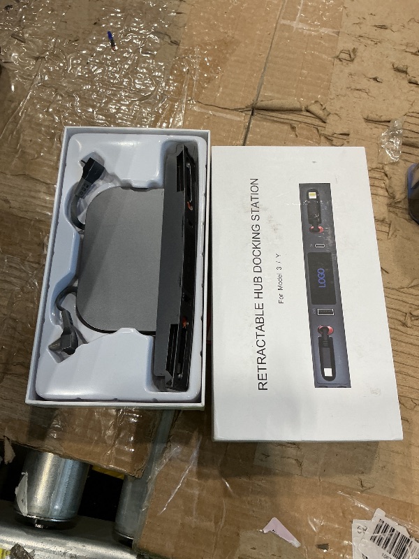 Photo 1 of ****DAMAGED PORTS, SELLING FOR PARTS, FINAL SALE***Customized for Tesla Model 3/Y USB Hub, Fast Charger for Tesla Model Y 3 Accessories 2024 2023 2022 2021 Retractable Cable, Multifunctional Tesla Center Console Accessories(Not fit Model 3 2024)****DAMAGE