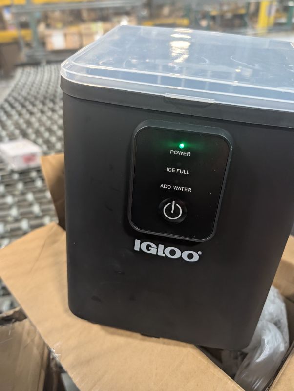 Photo 1 of ***MINOR DAMAGE, SELLING AS IS, FINAL SALE***Igloo Portable Ice Maker with Scoop & Basket- Ice Maker with LED Control Panel & 1.5 Quart Water Tank-Ice Cube Maker Produces 26 Lbs. of Ice in 24 Hours With 8 Large or Small Cubes In 7 Minutes- Black***MINOR D