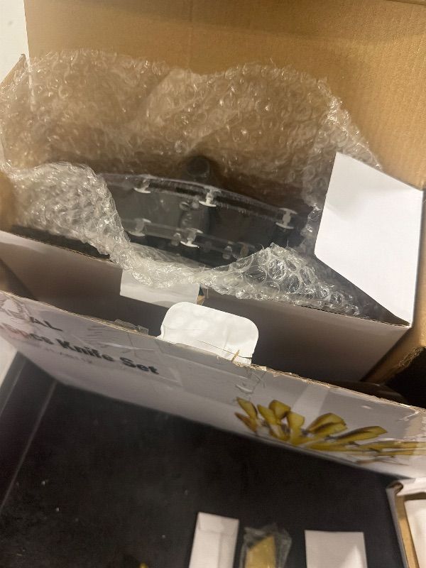 Photo 1 of **SOLD AS IS NO REFUND/RETURN** SEE COMMENTS!~
Aiheal Knife Set, 16 Pieces High Carbon Stainless Steel Golden Color Kitchen Knife Set, Titanium Coating Blade, No Rust and Super Sharp Cutlery with Acrylic Stand and Kitchen Scissors, Gift
