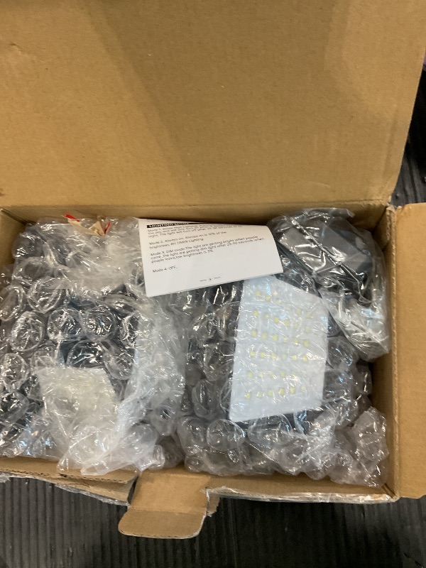 Photo 1 of *UNTESTED*
LYWALT Solar Outdoor Lights - 3000LM 188 LED Motion Sensor Outdoor Lights, 4 Heads Security Light,IP65 Waterproof, Easy Install,270°Wide Angle Flood Wall Light with 3 Modes for Backyard Yard (2 Pack)