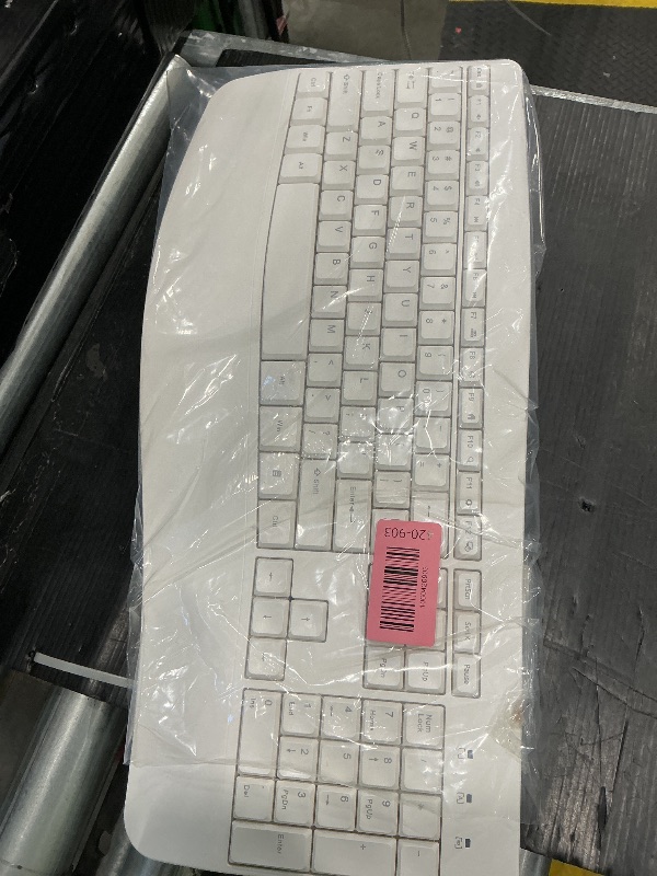 Photo 1 of ** MISSING USB *** Ergonomic Keyboard and Mouse Combo, Full Size Cordless Computer Keyboard with Palm Wrist Rest Ergonomic Mouse for Windows Computers Laptops - White