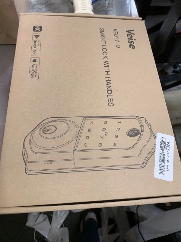 Photo 1 of Veise VE017-D Smart Fingerprint Front Door Lock Set, App Control, 8-in-1 Keyless Entry Deadbolt with Lever Handle, Touchscreen Keypad, IP55 Weatherproof, Auto Lock, Easy Install, Matte Black