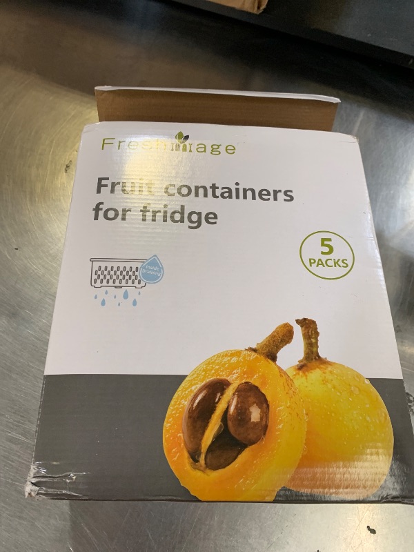 Photo 1 of **DAMAGE, LIDS BROKEN** 5 PCS Large Fruit Containers for Fridge - Leakproof Food Storage Containers with Removable Colander - Dishwasher & microwave safe Produce Containers Keep Fruits, Vegetables, Berry, Meat Fresh longer