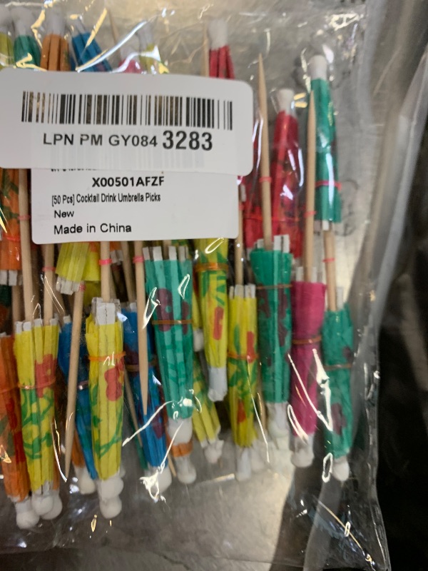 Photo 1 of [50 Pcs] Cocktail Drink Umbrella Picks Toothpicks - Colorful Paper Toothpicks Cocktail Umbrellas for Luau Parasols Hawaiian Tiki Party Decorations