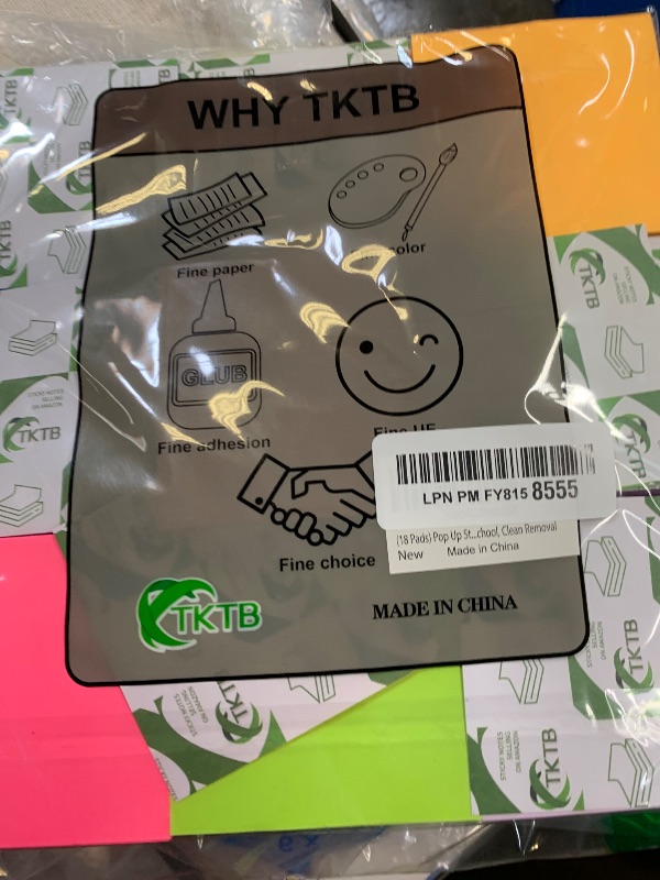 Photo 1 of (18 Pads) Pop Up Sticky Notes 3x3 Refills, Strong Adhesive Memo Pad Bulk with 9 Bright Colors, Suitable for Home, Office, School, Clean Removal