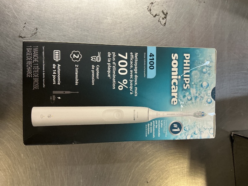 Photo 1 of Philips Sonicare 4100 Series Electric Toothbrush - Sonic Toothbrush with Advanced Sonic Technology, Pressure Sensor, Two Intensity Settings, Smartimer & Quadpacer, White, Model HX3681/23