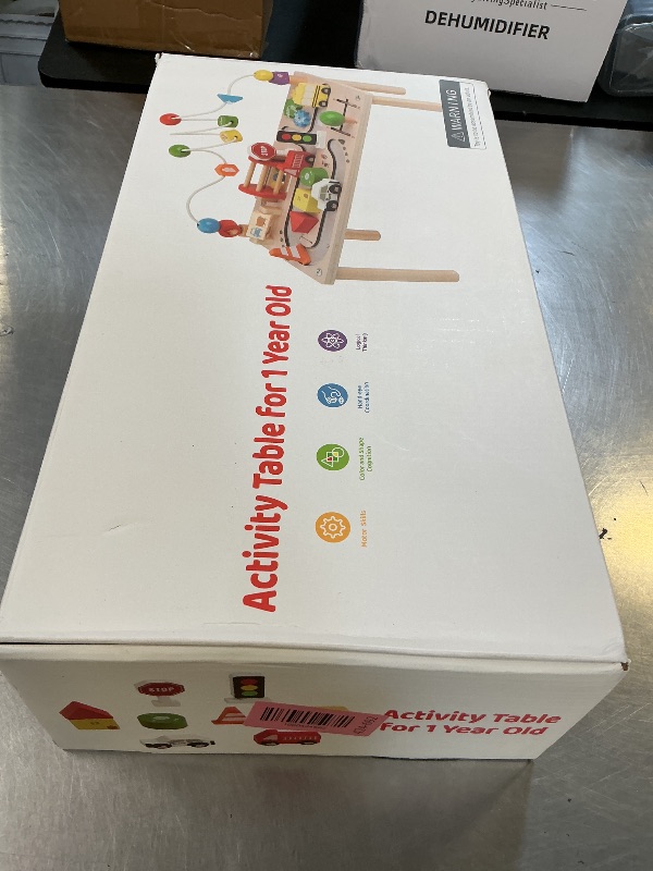 Photo 1 of KDSFT Activity Table for 1 Year Old, 8 in 1 Multi-Colorful Montessori Toys, Baby Activity Table with Bead Maze & Shape Sorter, Toddler Sensory Educational Learning Toys for Birthday Gift Boys Girls