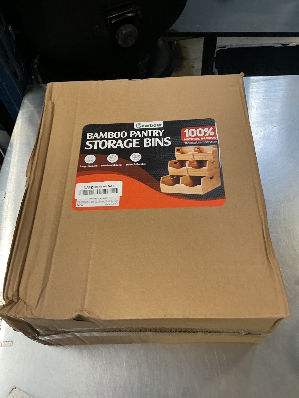 Photo 1 of [Upgraded] 3-tier Stackable Bamboo Pantry Storage Bins, Potato and Onion Storage Baskets with Handles, Removable Divider, Pantry Organizer Holder for Kitchen, Office, Cabinet, Fruit Storage