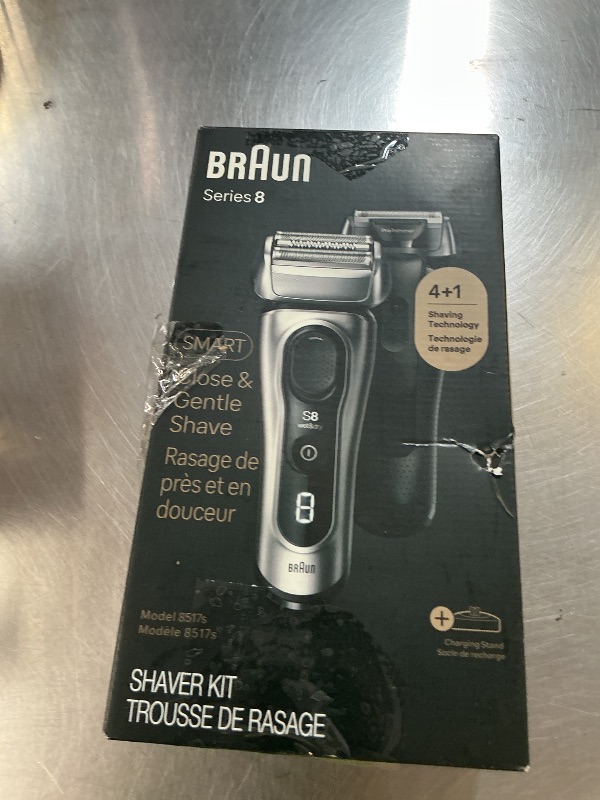 Photo 1 of Braun Series 8 Electric Razor for Men, with 4+1 Shaving Elements & Precision Long Hair Trimmer, Close & Gentle Even on Dense Beards, Wet & Dry Electric Razor with 60min Runtime, 8517s Galvano Silver