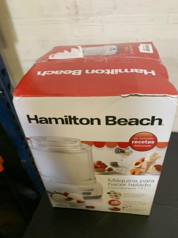 Photo 1 of Hamilton Beach Electric Automatic Ice Cream Maker, Frozen Yogurt, Sorbet, Custard, 1.5 quart, White (68880)