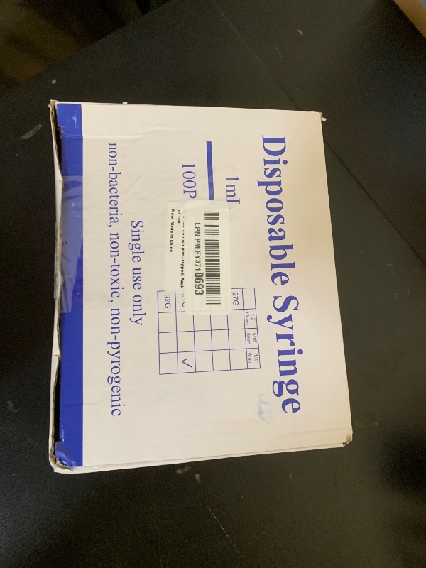 Photo 1 of 31G 1cc 1/4 Inch (6mm) Syringe, U-100 Syringe with Needle, Individually Wrapped, Pack of 100