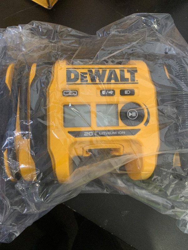 Photo 1 of DEWALT Tire Inflator Portable Air Compressor 20V MAX, Car Air Pump with Automatic Shut Off, LED Light, Tool Only (DCC020IB)