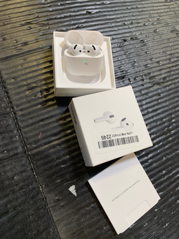 Photo 1 of Apple AirPods 4 Wireless Earbuds, Bluetooth Headphones, with Active Noise Cancellation, Adaptive, Transparency Mode, Personalized Spatial Audio, USB-C Charging Case, Wireless Charging, H2 Chip