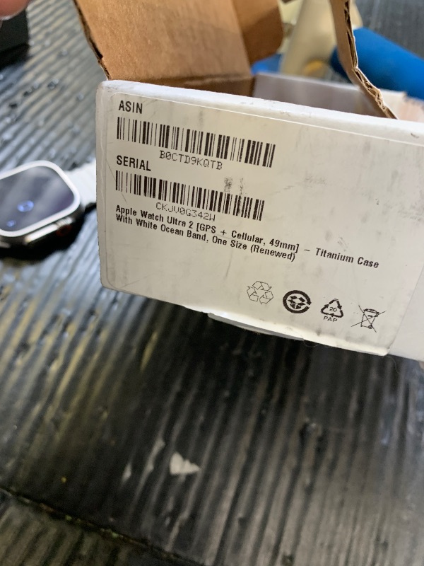 Photo 1 of Apple Watch Ultra 2 [GPS + Cellular, 49mm] - Titanium Case With White Ocean Band, One Size (Renewed)