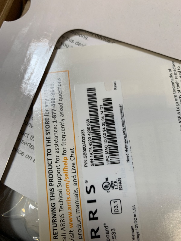 Photo 1 of ARRIS SURFboard S33 DOCSIS 3.1 Multi?Gig Cable Modem | 2.5Gbps + 1Gbps Ethernet Ports | Works with Xfinity, Cox, Spectrum | For Cable Internet Plans up to 2.5Gbps | Modem Only, Router Required