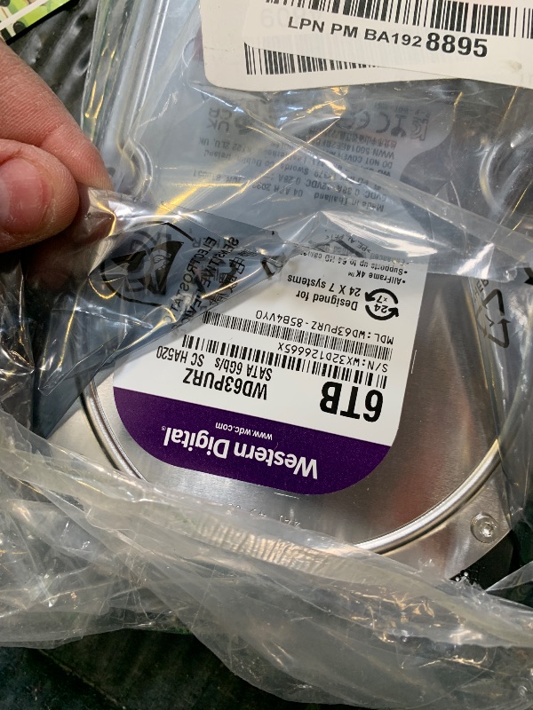 Photo 1 of Western Digital 6TB WD Purple Surveillance Internal Hard Drive HDD - SATA 6 Gb/s, 256 MB Cache, 3.5" - WD63PURZ