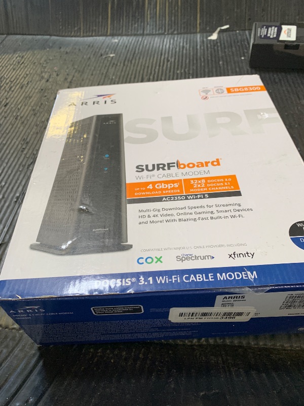Photo 1 of ARRIS (SBG8300) - Cable Modem Router Combo - Fast DOCSIS 3.1 Gigabit & AC2350 WiFi ,Comcast Xfinity, Cox, Spectrum & more, 1 Gbps Max Internet Speeds , 4 OFDM Channels