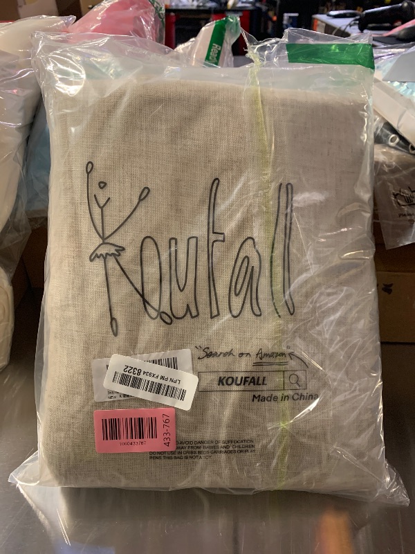 Photo 1 of KOUFALL Tan Beige High Ceiling Curtain Drapes, Rod Pocket Back Tab Textured Linen Burlap Farmhouse Look Primitive Country Curtains for Living Room Bedroom,120 Inch Length