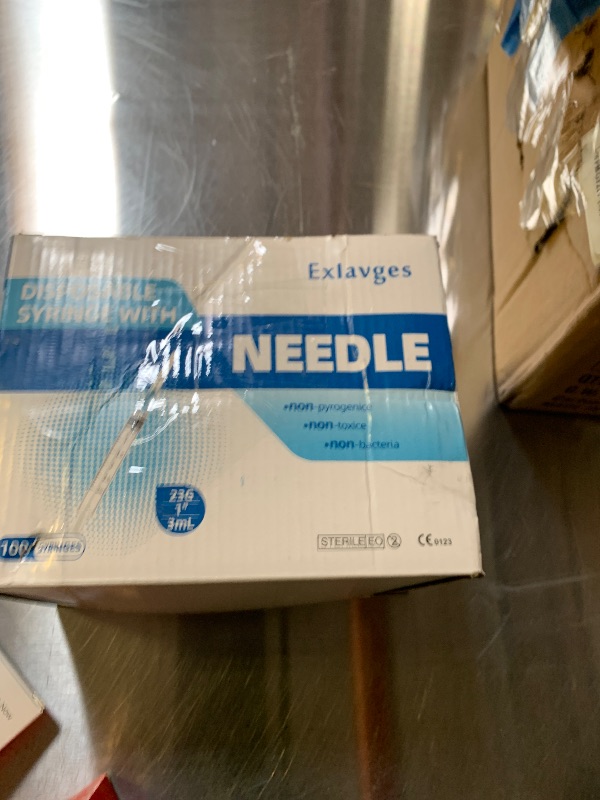 Photo 1 of 100 Pack Disposable 3ml/cc Lab Syringes with 23Ga 1 Inch Needle Luer Lock, Individually Sealed Packed
