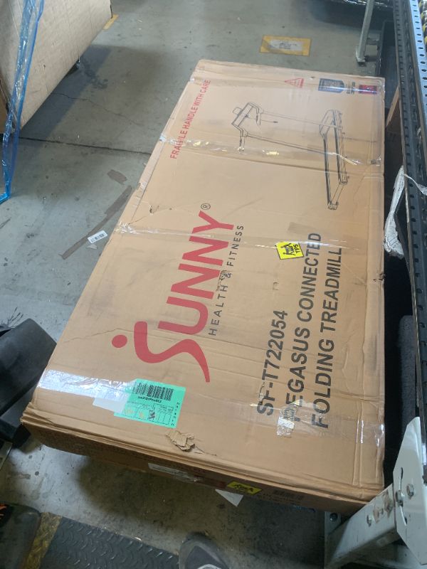 Photo 1 of Sunny Health & Fitness Foldable Treadmill with Auto Incline and Shock Absorption, Smart Bluetooth for Home Walking Running, Digital Monitor Pulse Sensors, Compact Space Saving with SunnyFit App