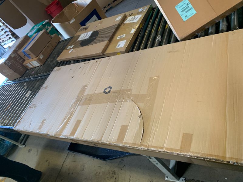 Photo 1 of Furinno Laval Double Row Nail Head Upholstered Platform Bed Frame, King, Linen