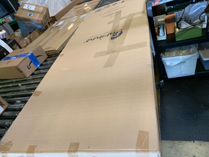 Photo 1 of Furinno Laval Double Row Nail Head Upholstered Platform Bed Frame, King, Linen