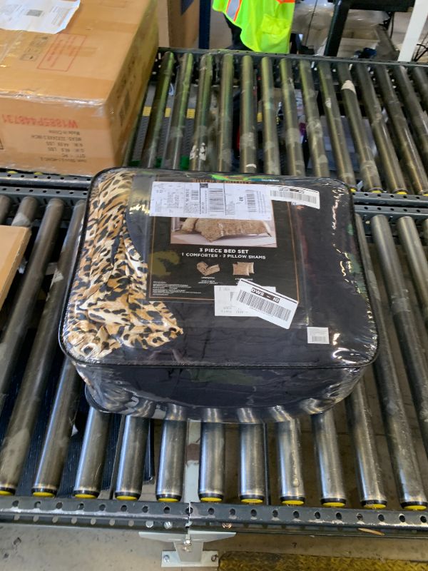 Photo 1 of Juicy Couture Full/Queen Leopard Satin Comforter Set - Cheetah Print 3-Piece Machine Washable Reversible Animal Print Bedding Comforter and Sham Set