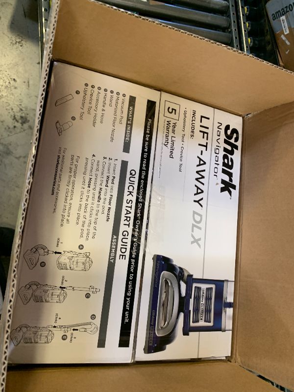 Photo 1 of Shark Upright Vacuum, Navigator Lift-Away Deluxe with Large Dust Cup Capacity, HEPA Filter, Swivel Steering, Upholstery Tool & Crevice Tool, Blue, NV360