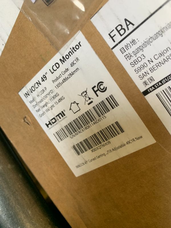 Photo 1 of INNOCN 49" Curved Monitor Ultrawide Gaming 5K2K 120Hz 32:9 QHD 5120 x 1440P Computer Monitor, R1800, 99% sRGB, HDR400, USB Type C, DisplayPort, HDMI, Built-in Speakers, Height/Tilt Adjustable - 49C1R