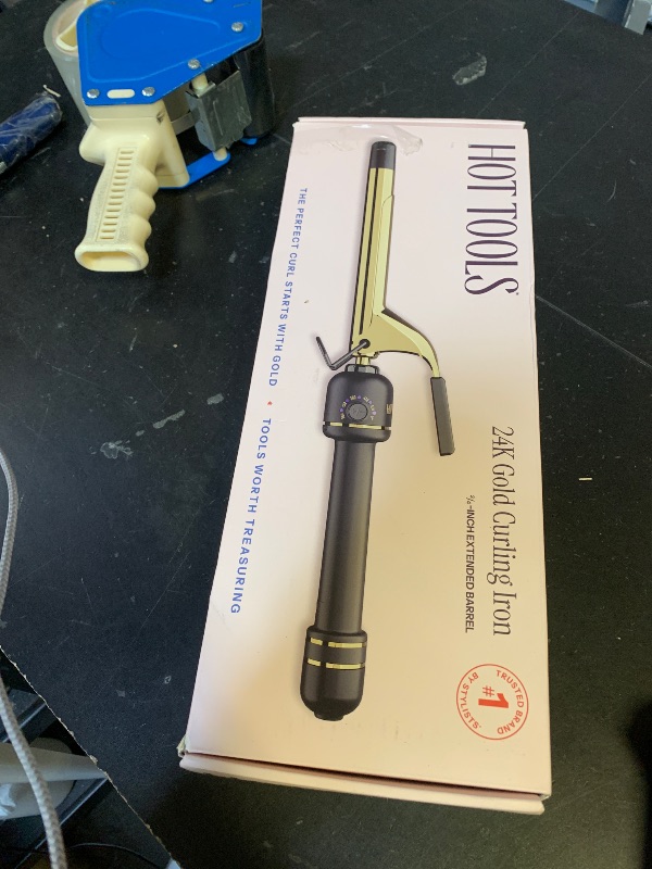 Photo 1 of HOT Tools 24K Gold Professional 3/4" Extended Barrel Curling Iron with Clamp for Defined Curls - 24K Gold Technology for Long-Lasting Results & Longer Barrel for Easy Styling