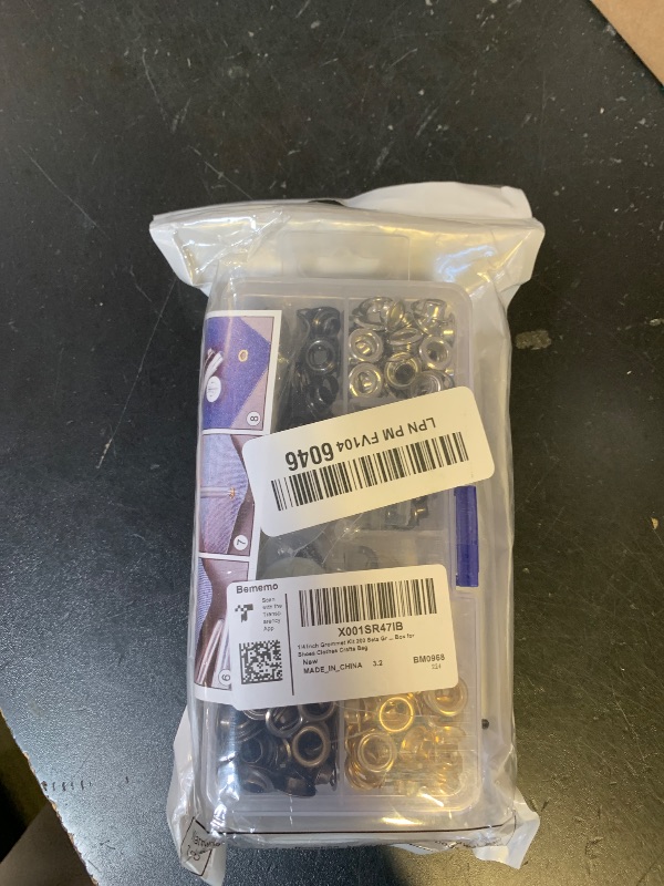 Photo 1 of 1/4 Inch Grommet Kit 200 Sets Grommets Eyelets with 3 Pieces Install Tool Kit and Box for Shoes Clothes Crafts Bag