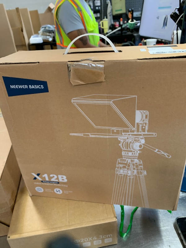 View 2 of NEEWER Basics X12B Aluminum Alloy Teleprompter 12" for iPad Tablet DSLR Camera, Bluetooth, No Assembly, Remote & App Control, Compatible with iOS Android, Black, for Streaming