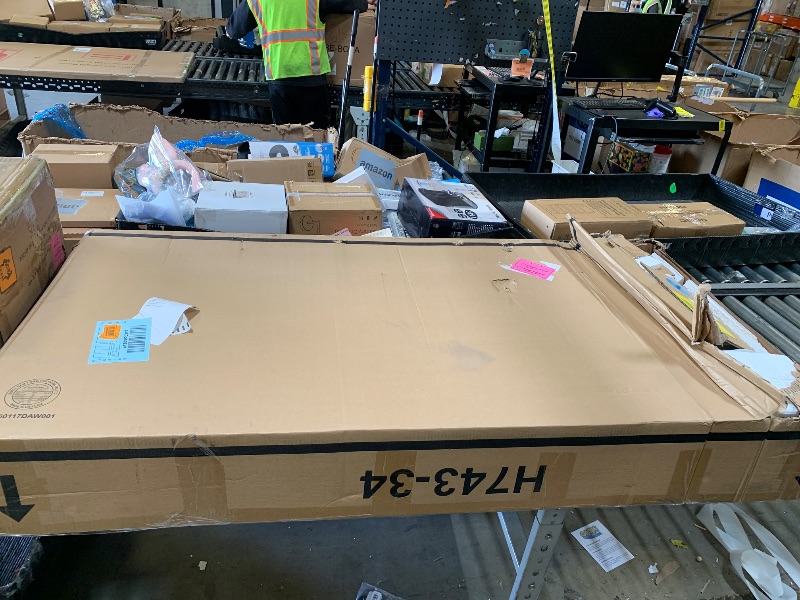 Photo 1 of Signature Design by Ashley Realyn Farmhouse Home Office Desk, 2 Drawers, Drop-down Drawer, USB Charging, Wood, 60" W x 28" D x 31" H, Chipped White and Brown