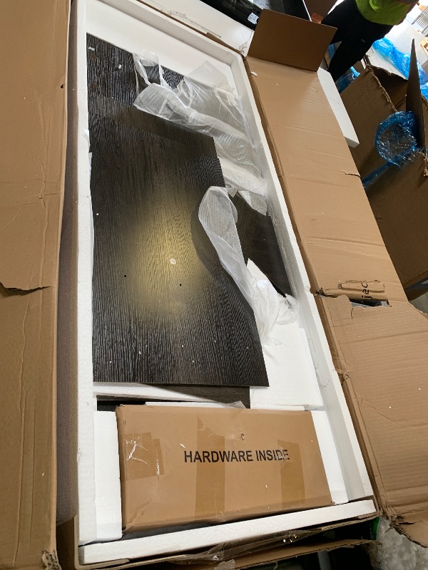 Photo 1 of DWVO L Shaped Desk with Drawers, 60" Corner Computer Desk with Power Outlets & Lift Top, Home Office Desk with Storage Cabinet & LED Lights, Wood Desk, Height Adjustable Desk, Grey