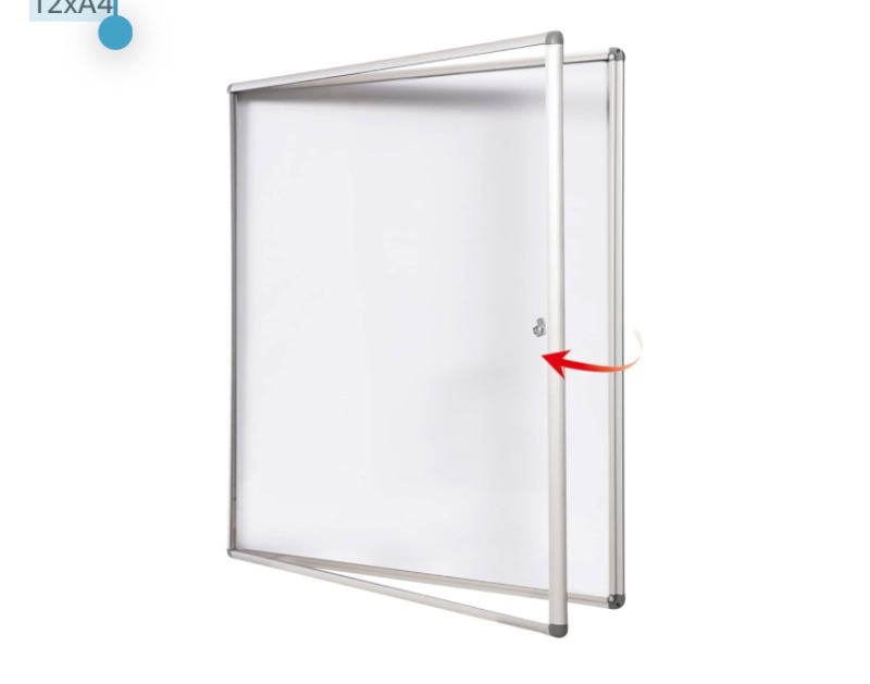 Photo 1 of SWANCROWN Enclosed Bulletin Board 38x38 in Lockable Magnetic White Board Wall Display Case, Aluminium Frame, 12xA4