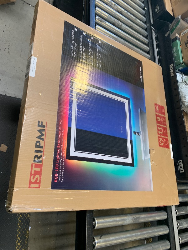 View 2 of ISTRIPMF 36x36 inch Lighted Bathroom Mirror for Wall,Front Lighted and RGB Backlit LED Bathroom Mirror with Lights,Tempered Glass/Dimmable/Anti-Fog/Square Mirror